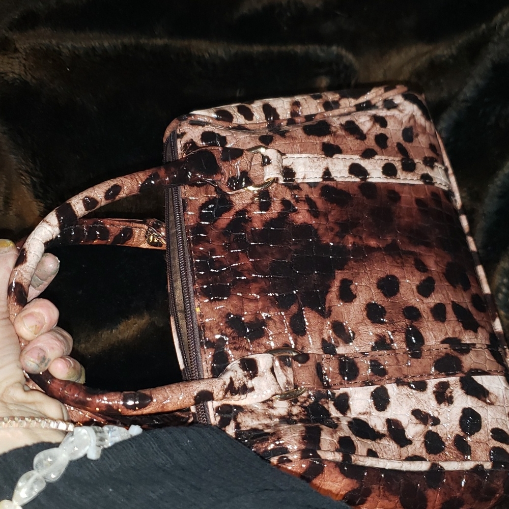 a cute cheetah printed handbag